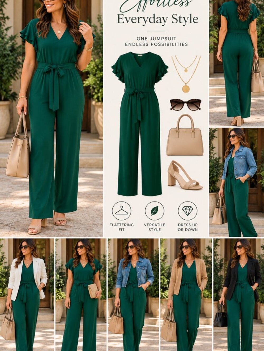 Sucolan Dark Green Jumpsuit – Size L – NWOT